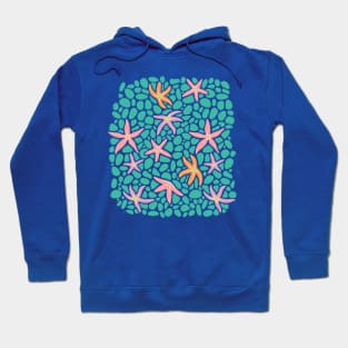 SEA STARS Coastal Ocean Starfish with Pebbles in Summer Pink Purple Orange Turquoise - UnBlink Studio by Jackie Tahara Hoodie